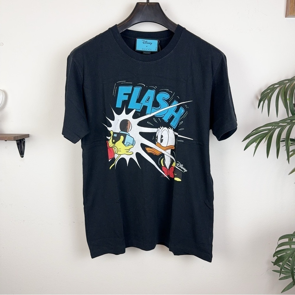 Gucci x Disney Black Flash Donald Duck Print Short Sleeve Tshirt Unisex